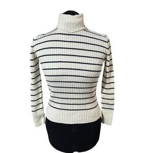 Vintage‎ Tommy Hilfiger Y2K Striped Turtleneck Sweater Women’s M Cream Navy